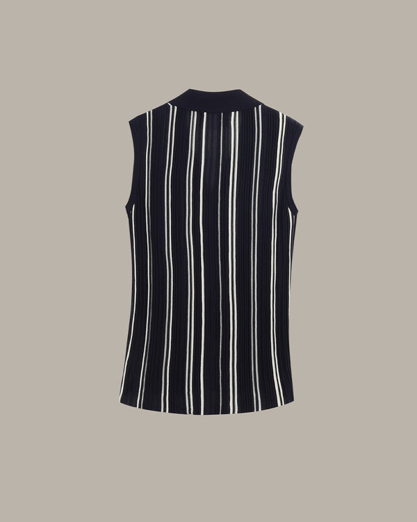 [E] Striped Sleeveless Knit Top