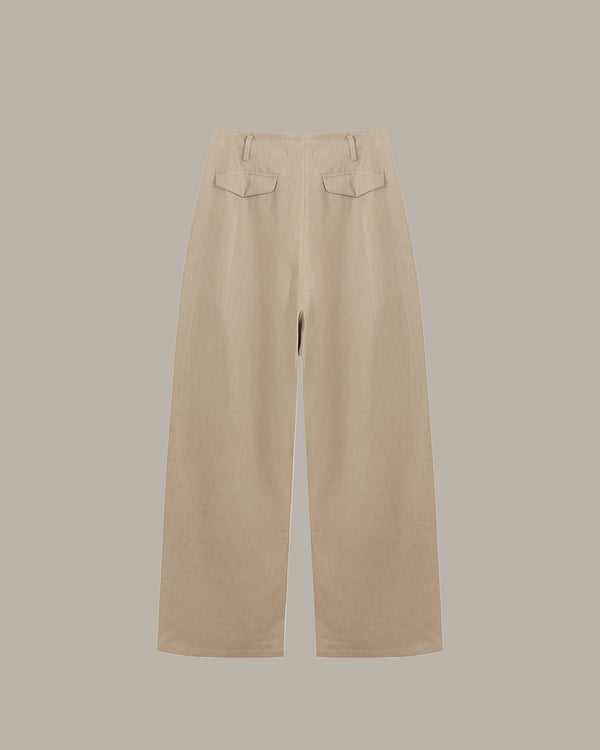 Beige pants on a light gray background