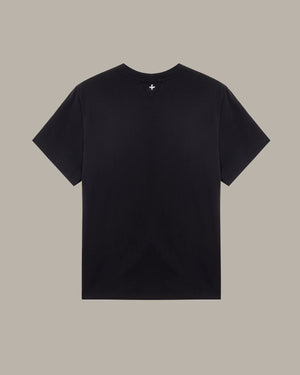 Black t-shirt on a beige background