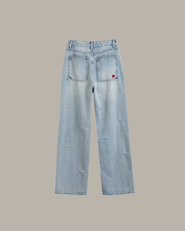 Heart Embroidered Denim Jeans