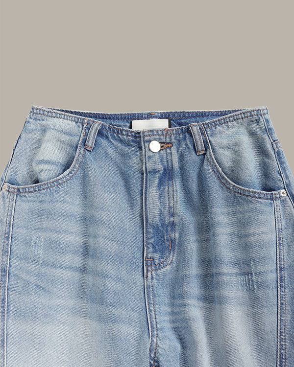 Embroidered Back Pockets Barrel Jeans