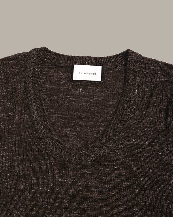 裝飾領口針織上衣