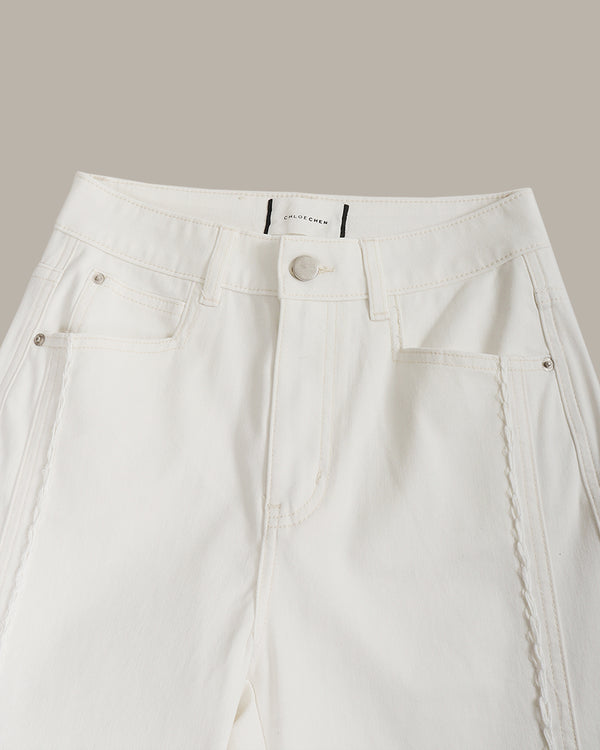 Braided Stitch Detail Flared Jeans