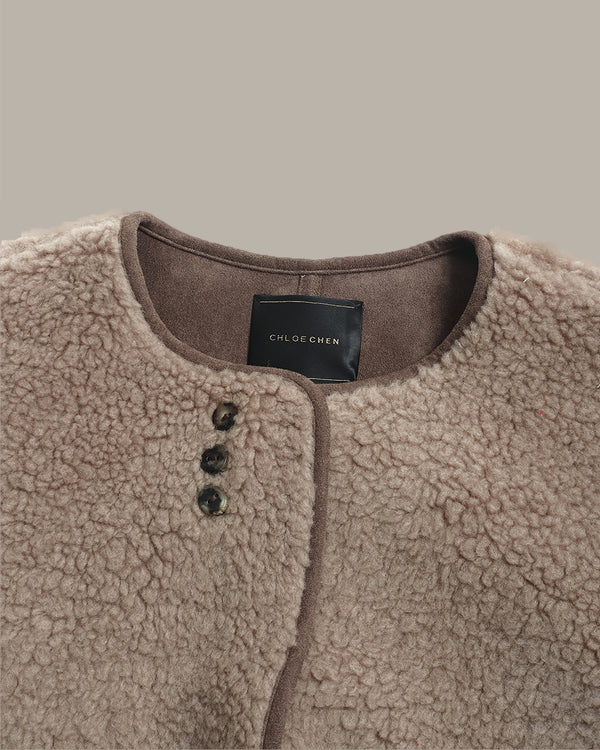 Fuax Shearling Coat With Scarf