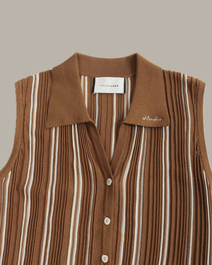 [E] Striped Sleeveless Knit Top