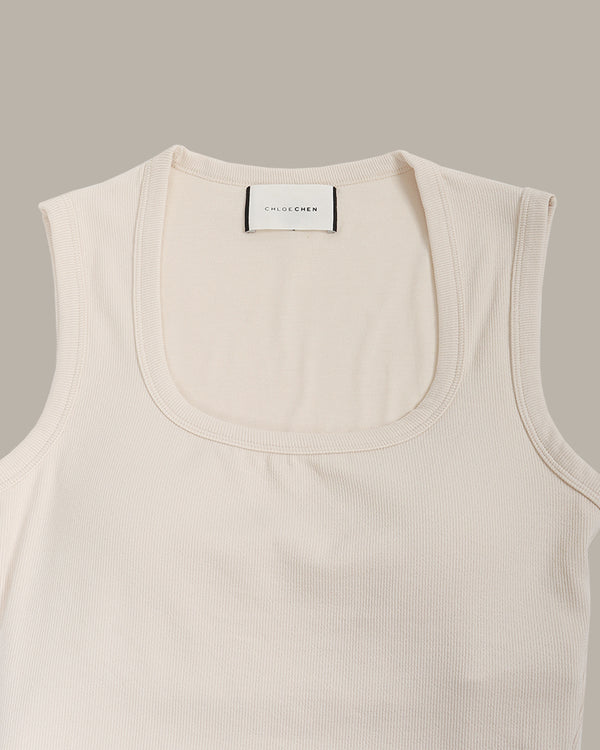 Heart Embroidery Ribbed Knit Tank Top