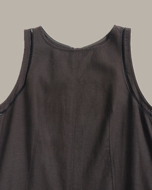 Dark gray tank top on a neutral background