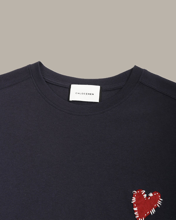 Heart-Embroidered Everyday Tee
