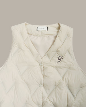 Heart Embroidered Puffer Vest