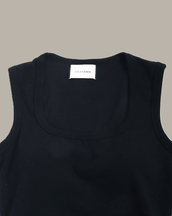 Heart Embroidery Ribbed Knit Tank Top