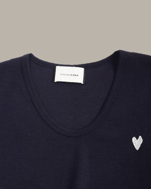 Heart Embroidery Wool T-Shirt