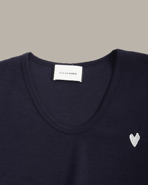 Heart Embroidery Wool T-Shirt