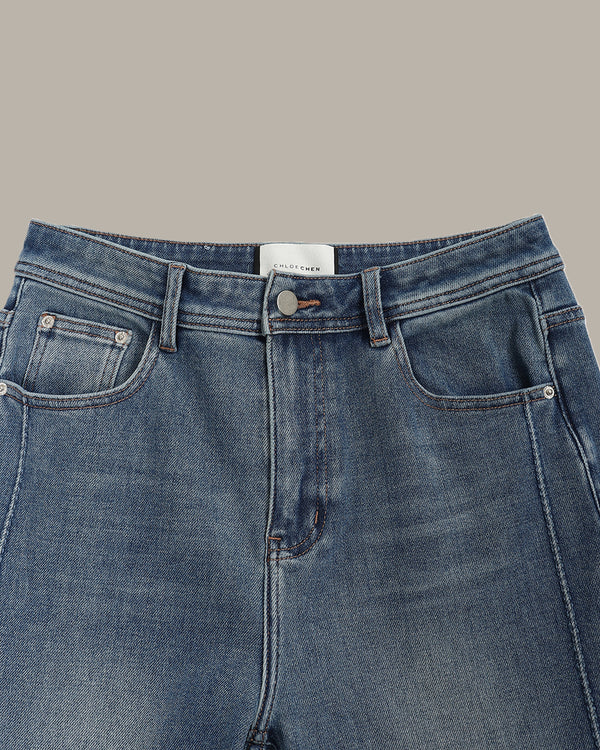 Heart Embroidered Flared Jeans