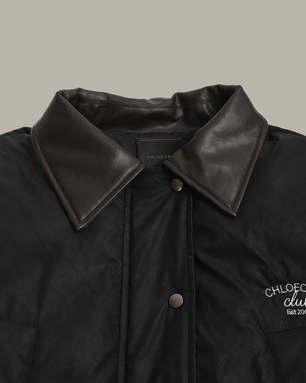 Embroidered Contrast Collar Down Jacket