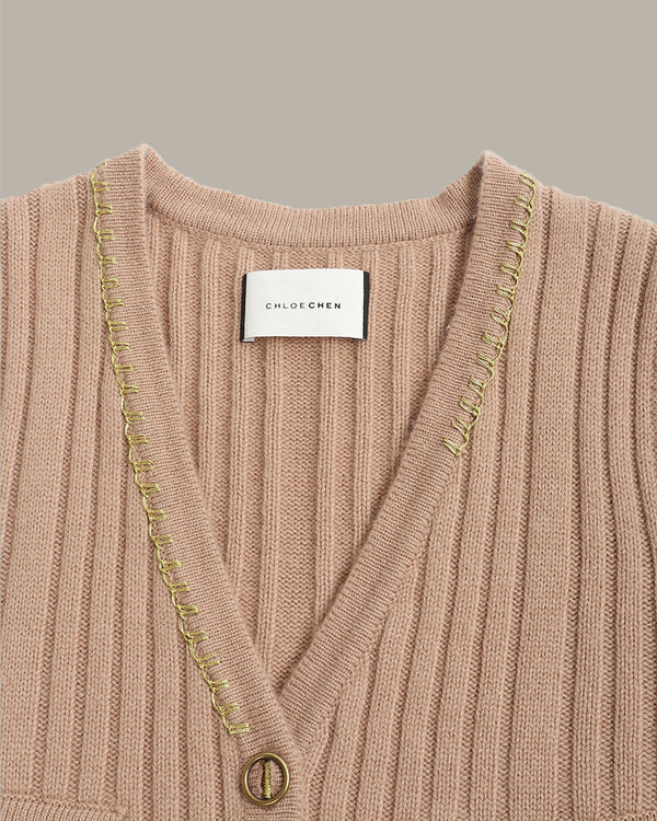 V-Neck Ribbed Knit Vest