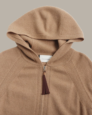Cashmere Zip-Up Hoodie Cardigan