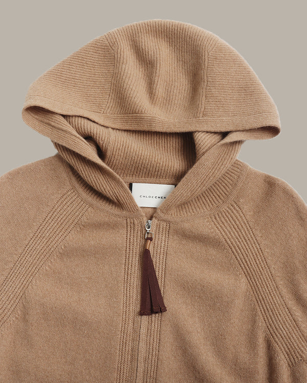Cashmere Zip-Up Hoodie Cardigan