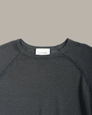 裝飾縫線插肩毛衣