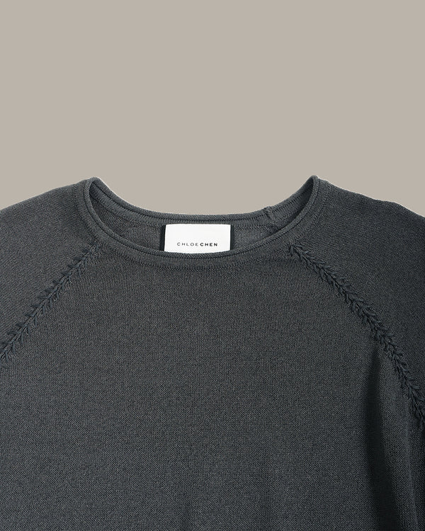 裝飾縫線插肩毛衣