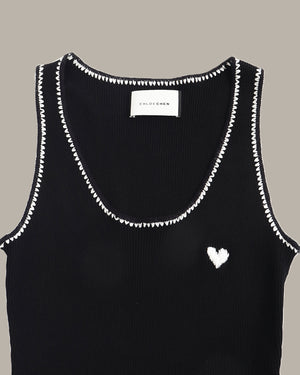 Heart Embroidered Tank Top