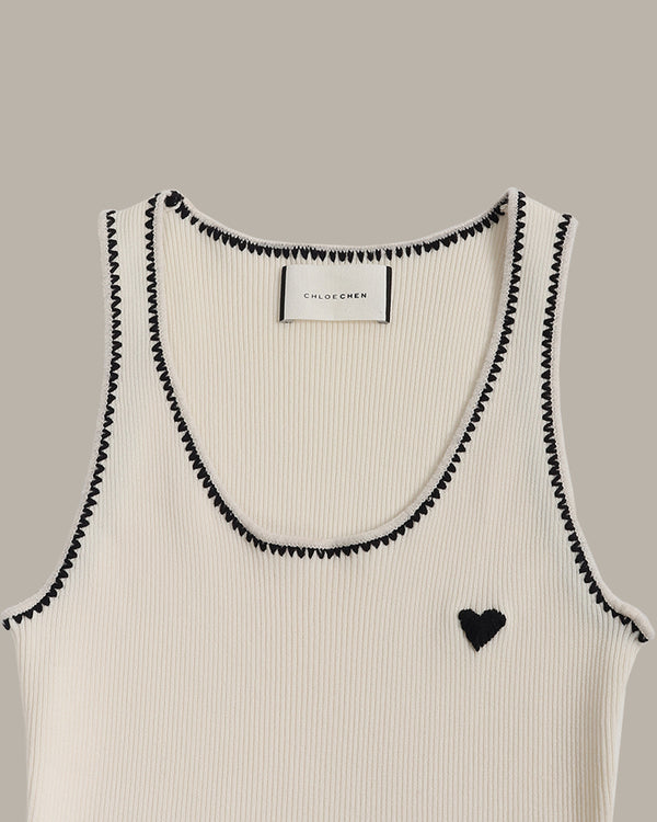 Heart Embroidered Tank Top