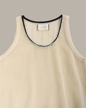 Contrast Trim Mesh Knit Tank Top