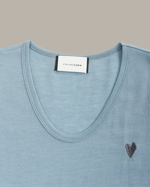 Heart Embroidery Wool T-Shirt