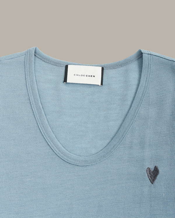 Heart Embroidery Wool T-Shirt