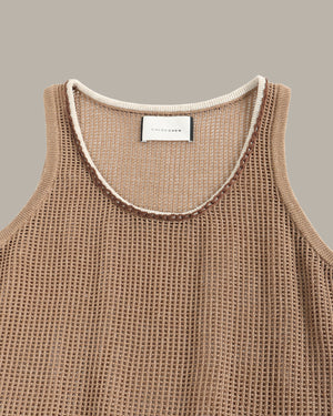 Contrast Trim Mesh Knit Tank Top