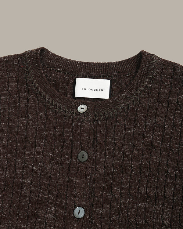 裝飾領口針織開襟衫