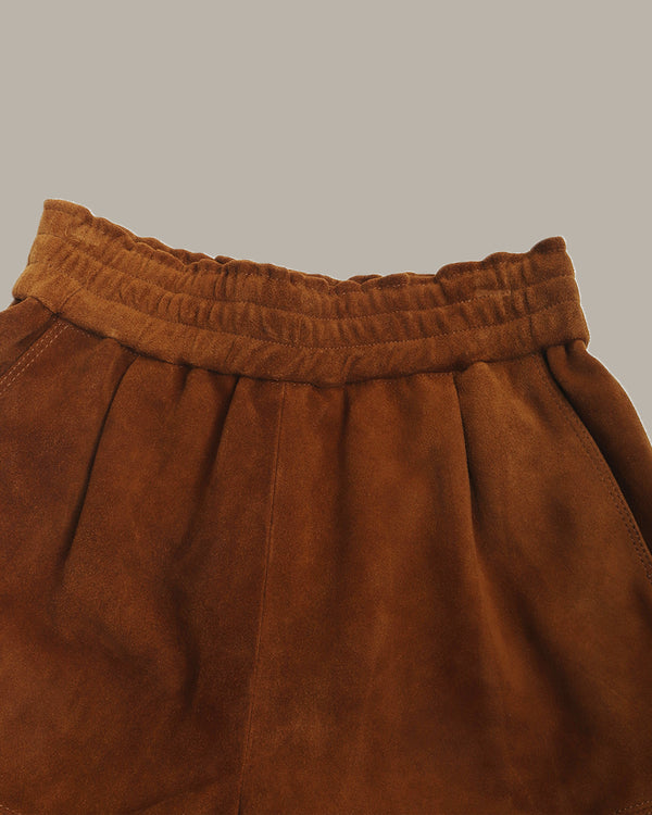 Stretchable Waist Suede Shorts