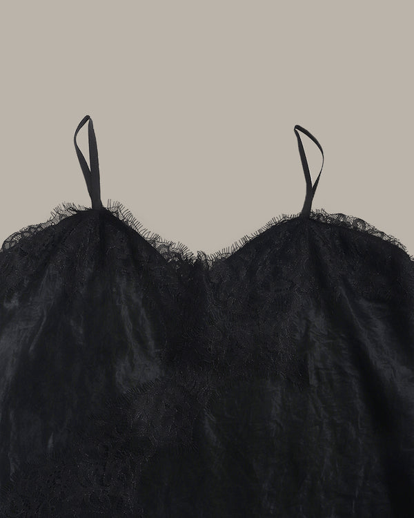 Black lace lingerie set on a beige background