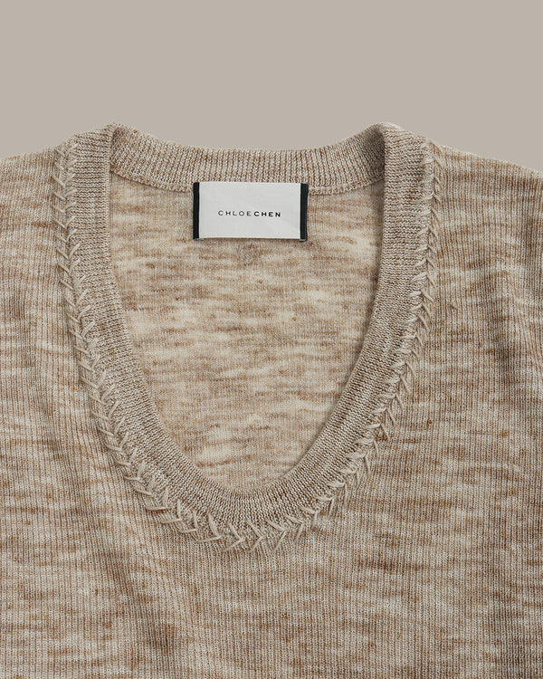 裝飾領口針織上衣