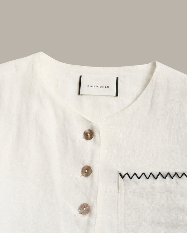 100% Linen Stitched Vest