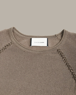 裝飾縫線插肩毛衣