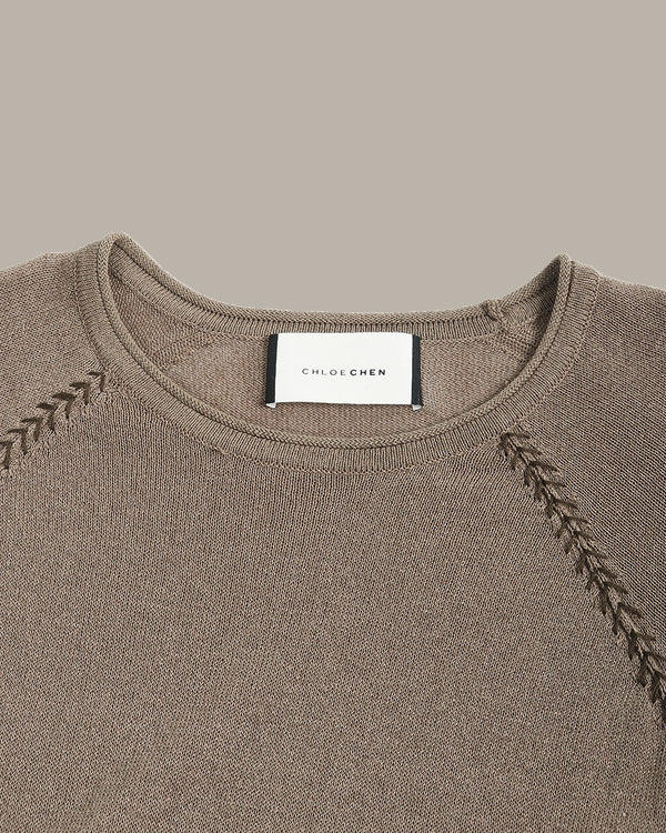 裝飾縫線插肩毛衣