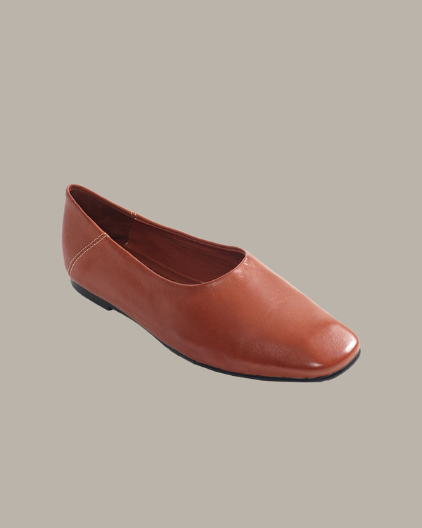 Cecilia Square-Toe Leather Flats
