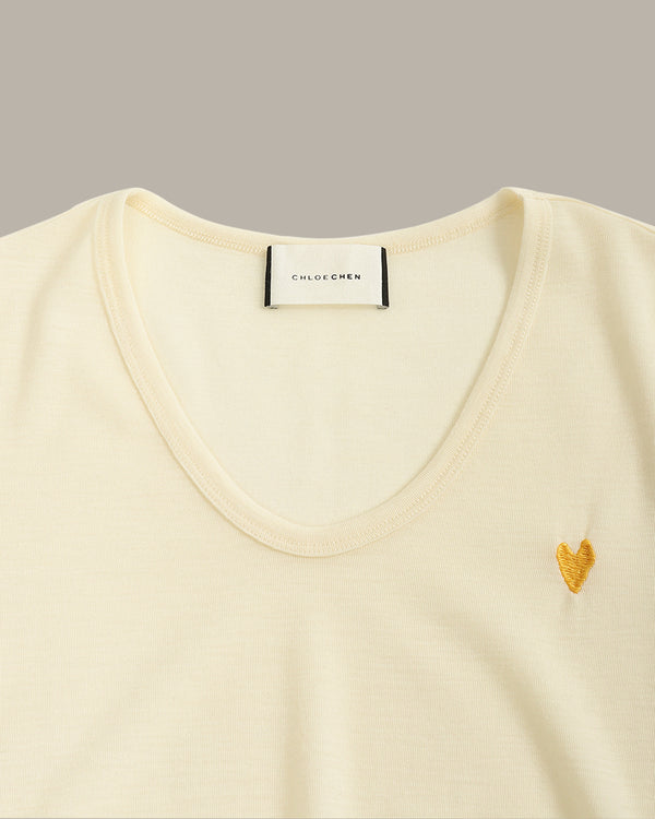 Heart Embroidery Wool T-Shirt