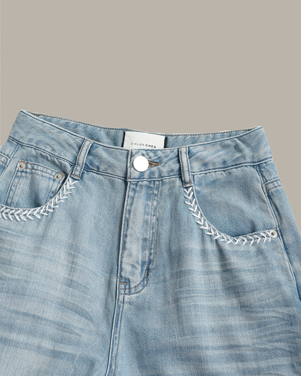 Fringe Hem Denim Jeans