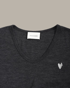 Heart Embroidery Wool T-Shirt