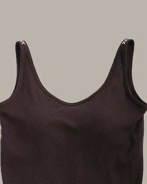 Brown tank top on a gray background