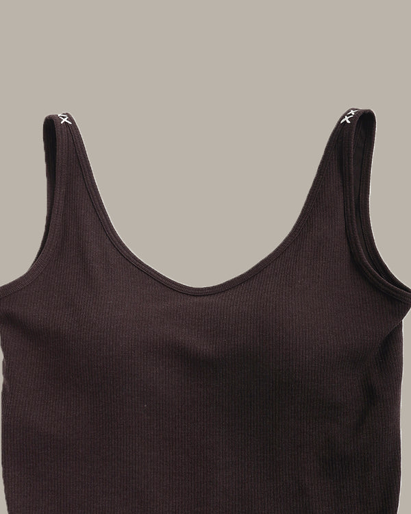 Brown tank top on a gray background
