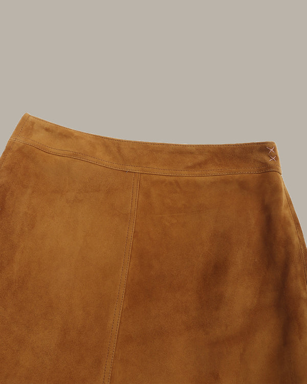 A-Line Short Suede Skirt