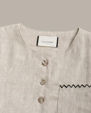 100% Linen Stitched Vest