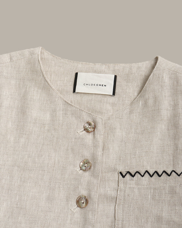 100% Linen Stitched Vest