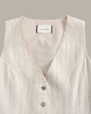 Stitched Detail Linen Vest