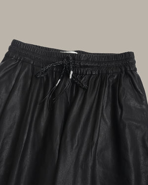 Drawstring Leather Straight Leg Pants