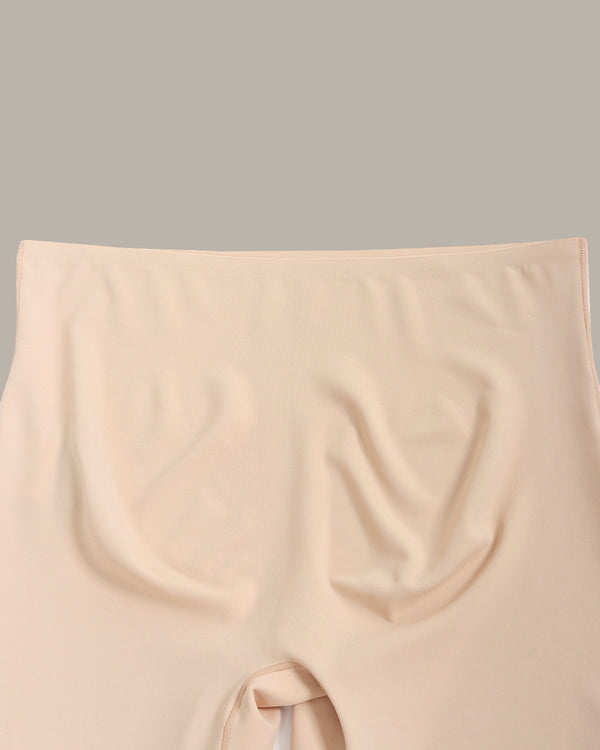 Beige high-waisted bikini bottom on a light gray background
