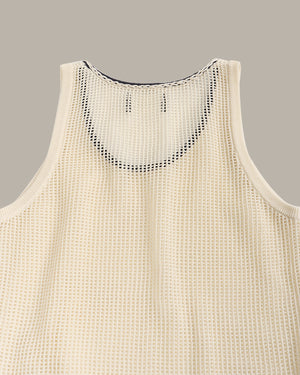 Contrast Trim Mesh Knit Tank Top