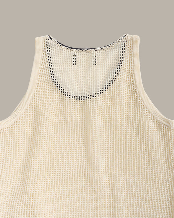 Contrast Trim Mesh Knit Tank Top